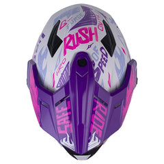 Casco Hro Mx-340 Stripe Blanco Morado Visor Iridium Morado