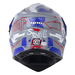 Casco Hro Mx-340 Stripe Gris Azul Visor Iridium Azul