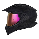 Casco Hro Mx-340 Stripe Negro Gris Visor Iridium Rojo