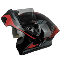 Casco ICH 3120 Mixamo Negro Rojo Visor Transparente