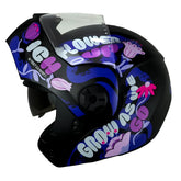 Casco Ich 3110s Kids Flower Up Negro Morado