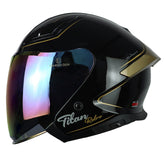 Casco Idx Titan Retro Negro Shiny Dorado