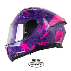 Casco Ls2 FF808 Stream II Gp Morado Fucsia Visor Revo Morado