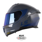 Casco Ls2 FF808 Stream II Hitech Gris Azul Visor Iridium Azul