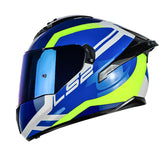 Casco Ls2 Ff806 Blure Gris Claro Amarillo Visor Iridium Azul