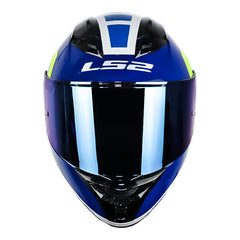 Casco Ls2 Ff806 Blure Gris Claro Amarillo Visor Iridium Azul