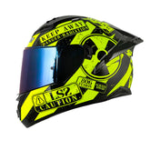 Casco Ls2 Ff806 Fusion Caution Amarillo Neón Negro Visor Iridium Azul