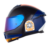 Casco Ls2 Ff808 Stream II Arlequin Azul Naranja Neon Visor Iridium Azul
