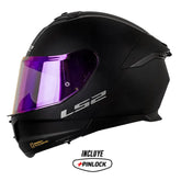 Casco Ls2 Ff808 Stream II Solid Negro Visor Revo Morado