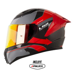 Casco Ls2 Ff810 Vision Gris Oscuro Rojo Visor Revo Rojo
