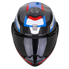 Casco Scorpion Exo-Tech Evo Carbon Cossy Negro Azul Rojo