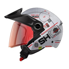 Casco Shaft 212 Apollo 33 Gris Metalico Rojo Visor Revo Rojo