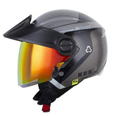 Casco Shaft 212 Reverb Gris Holografico Silver Visor Revo Rojo