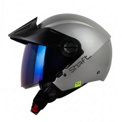 Casco Shaft 212 Solid Gris Metal Oscuro Visor Iridium Azul