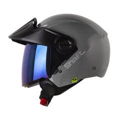 Casco Shaft 212 Solid Gris Silver Visor Iridium Azul