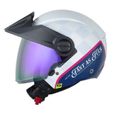 Casco Shaft 212 Tremble Blanco Perlado Fucsia Visor Revo Morado