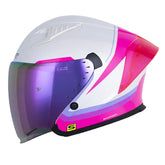 Casco Shaft 226 Gt Crest Blanco Perla Morado Claro Visor Revo Morado