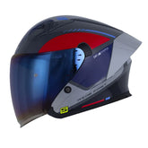 Casco Shaft 226 Gt Flightrisk Gris Oscuro Azul Visor Iridium Azul