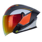 Casco Shaft 226 Gt Flightrisk Gris Oscuro Naranja Visor Revo Naranja