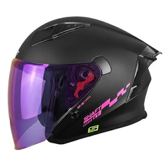 Casco Shaft 226 Gt Solid Negro Fucsia Visor Revo Morado