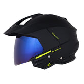 Casco Shaft 227 Trial Solid Negro Amarillo Visor Iridium Azul