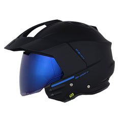Casco Shaft 227 Trial Solid Negro Azul Visor Iridium Azul