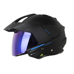 Casco Shaft 227 Trial Solid Negro Azul Visor Iridium Azul