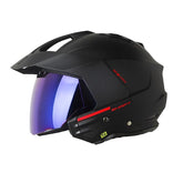 Casco Shaft 227 Trial Solid Negro Rojo Visor Iridium Azul
