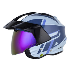 Casco Shaft 227 Trial Straiker Azul Claro Visor Revo Morado