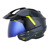 Casco Shaft 227 Trial Zant Gris Oscuro Amarillo Visor Iridium Azul