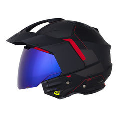 Casco Shaft 227 Trial Zant Negro Rojo Visor Iridium Azul