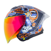 Casco Shaft 246 Sp New Stickers Azul Oscuro Naranja Visor Revo Rojo