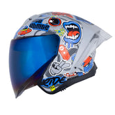 Casco Shaft 246 Sp New Stickers Gris Azul Visor Iridium Azul