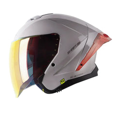 Casco Shaft 246 Sp Solid Gris Claro Visor Revo Rojo