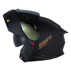 Casco Shaft 3540 Dv Solid Negro Dorado Visor Iridium Dorado