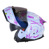 Casco Shaft 3540 Dv The World Azul Claro Morado Visor Iridium Azul
