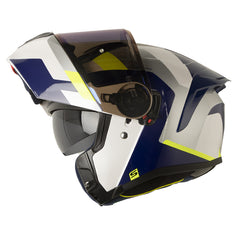 Casco Shaft 3820 Sp May Blanco Amarillo Visor Iridium Azul