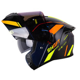 Casco Shaft 3820 Sp Seven Azul Oscuro Naranja Neón Visor Iridium Azul
