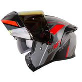 Casco Shaft 3820 Sp Seven Gris Oscuro Rojo Visor Iridium Rojo