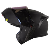 Casco Shaft 3820 Sp Solid Negro Gris Visor Iridium Azul