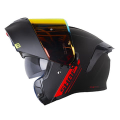 Casco Shaft 3820 Sp Solid Negro Rojo Visor Revo Rojo