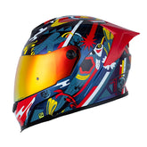 Casco Shaft 502sp Bird Nest Camaleon Azul Visor Revo Rojo