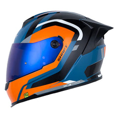 Casco Shaft 502sp Nook Azul Oscuro Naranja Visor Iridium Azul