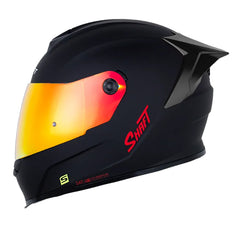 Casco Shaft 502sp Solid Negro Rojo Visor Revo Rojo