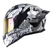 Casco Shaft 504 Dv Jashtes Negro Blanco Visor Iridium Dorado