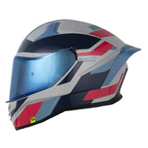 Casco Shaft 504 Lue Gris Claro Rojo Visor Iridium Azul