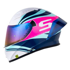Casco Shaft 526Sp Evo Corner Azul Fucsia Visor Iridium Azul