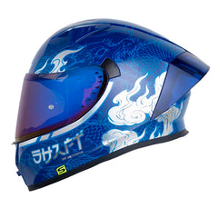 Casco Shaft 526Sp Evo Saoru Azul Holografico Silver Visor Iridium Azul