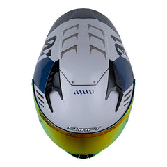 Casco Shaft 526Sp Evo Troy Gris Azul Visor Revo Rojo
