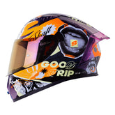 Casco Shaft 526 Sp Evo Llage Camaleon Naranja Neon Visor Iridium Morado